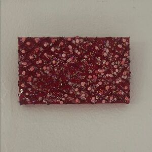 Mini Handcrafted Red Glitter Embellished Rectangular Canvas Painting